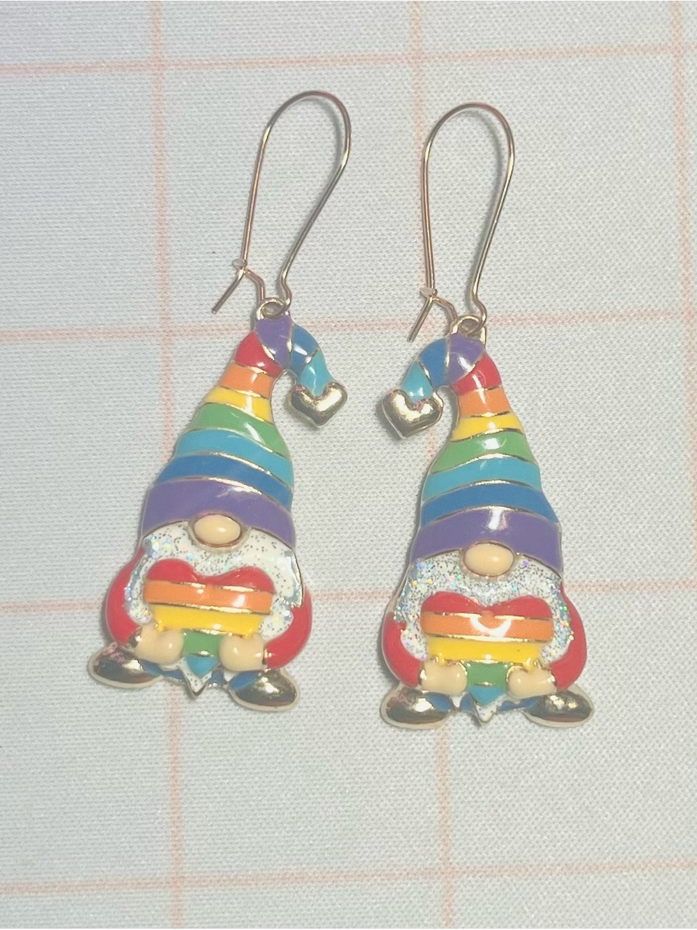 Rainbow Gnome Dangle Earrings